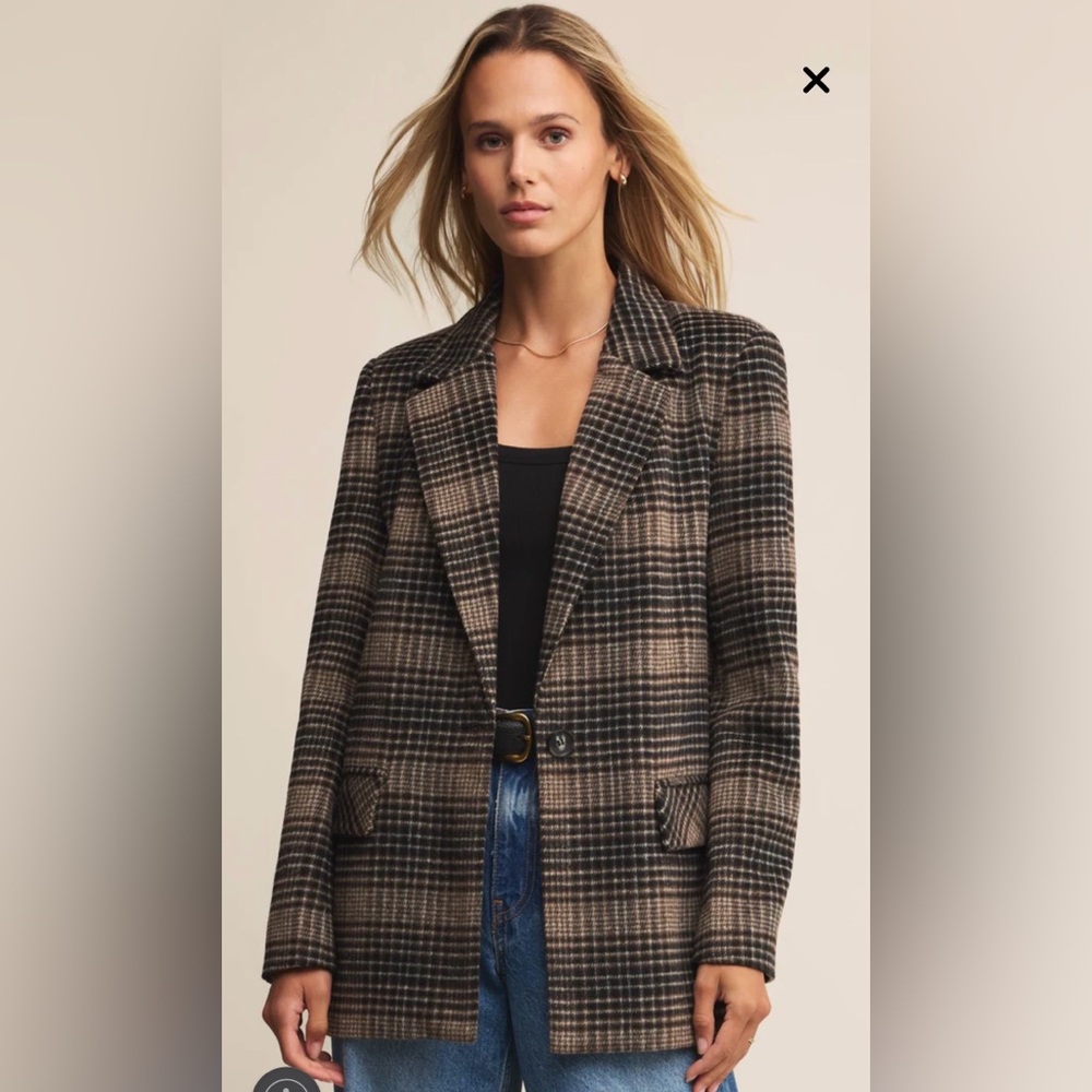 Z Supply Kingston Relaxed Plaid Blazer NWT